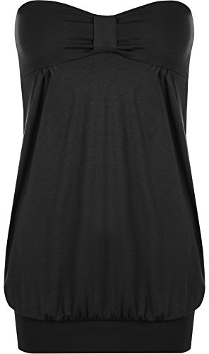 WearAll Womens Plus Size Plain Strapless Sleeveless Ladies Long Boob Tube Top - Sizes 16-26