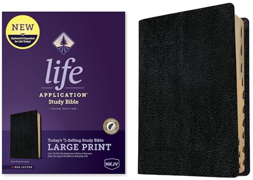 NKJV Life Application Study Bible, Third Edition, Large Print (Bonded Leather, Black, Indexed, Red Letter)