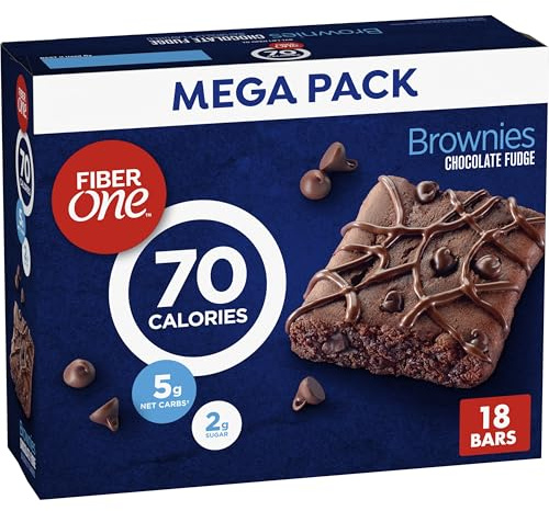Fiber One 70 Calorie Brownies, Chocolate Fudge Snack Bars, Mega Pack, 18 Ct, 16 oz