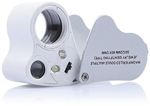 KINGMAS 2 Lens 30x 60x Illuminated Jewelry Eye Loupe Jewelers Magnifier Magnifying with LED Lighting