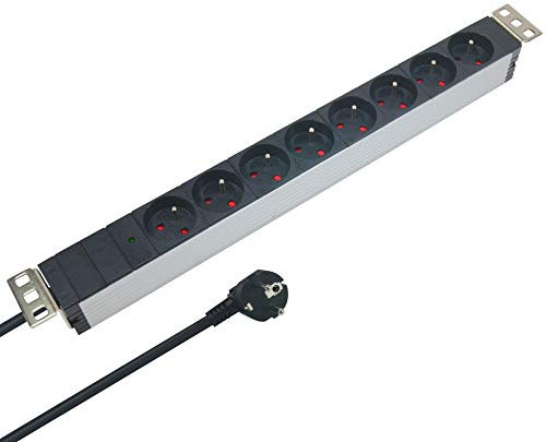 Waytex Steckdosenleiste-Sektor 9 Steckdosen mit Befestigung Alu, silber, 37334