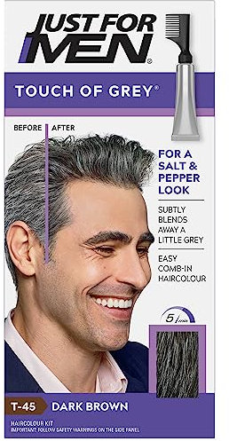 Just For Men Touch of Grey Dark Brown Hair Dye For a Natural Salt & Pepper Look, T45
