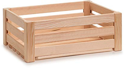 Zeller 13361 Leisten Aufbewahrungskiste, Holz, Natur, ca. 40 x 30 x 15 cm, weiß
