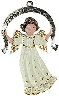 Zinnfigur Engel Frohe Weihnacht weiß