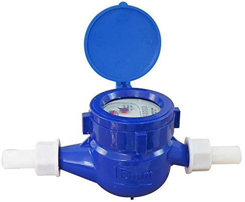 KATSU Contador de Agua Fría, Medidor de Flujo de Agua Doméstico de Jardín de Plástico ABS de 15 mm, Tipo Húmedo 15180515