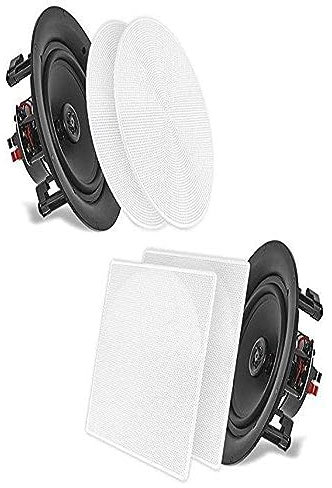 Pyle Deckeneinbaulautsprecher, 16.5cm Deckenlautsprecher Bluetooth, Hochtöner, Flacher Woofer, 200W- 2 Wege Wandlautsprecher, Ceiling Speaker- für Büro Küche Wohnzimmer Heimkino, Stereoanlage, Weiß