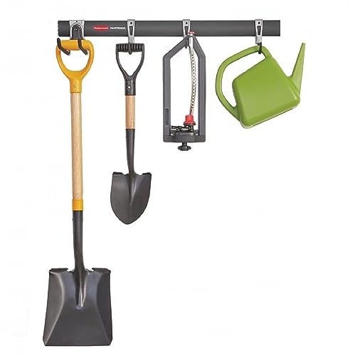 Rubbermaid FastTrack Garage Storage Utility Hooks 5 Piece Black All in One Rail Hook Kit and Tool Organizer Heavy Duty for Home/Garage/Shed/Garden