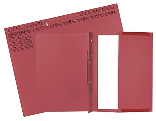 Exacompta 371103B 25er Pack Premium Kanzlei Hängehefter Exaflex Links- oder Rechtsheftung, extra starker Recycling Karton, mit dahnbarer Tasche für Büro Kanzlei und Anwälte Blauer Engel Rot