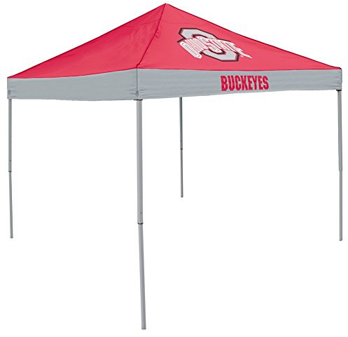 Logo Brands NCAA Ohio State Buckeyes Economy Canopy Tailgate Tent (9' x 9') – Powder-Coated Steel Frame, Water-Resistant Polyester, Team Color Design