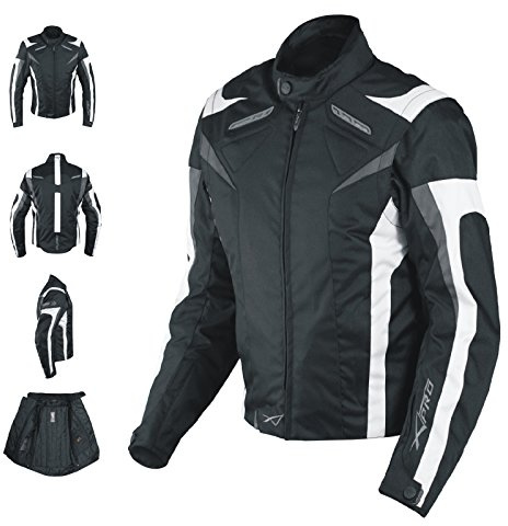 A-Pro Giacca Lady Donna Tessuto Cordura Moto Protezione Manica Staccabile Bianco S