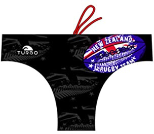 Turbo - Bañador Rugby New Zealand de Waterpolo Competicion Natación y Triatlón Patrón de Ajuste cómodo (L/34)