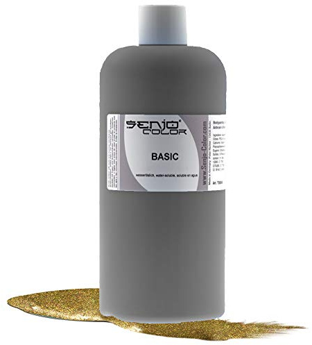 Senjo Color Peinture corporelle Basic - Métallique - Peinture pour le corps - Soluble dans l'eau - Liquide pour aérographe et pinceau - 500 ml (or)