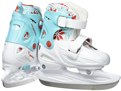 Nijdam Kinder Schlittschuhe Verstellbar, Weiß/Blau/Rot, 38-41