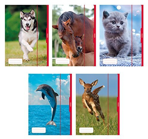 5 verschiedene Herlitz Tier-Sammelmappen / DIN A3