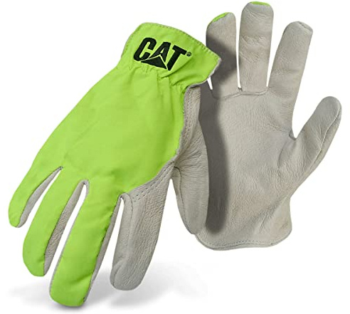 CAT® CAT012201J Reversed Pigskin Palm Gloves - Black, Jumbo, Breathable Spandex Back Gloves with Hook and Loop Closure