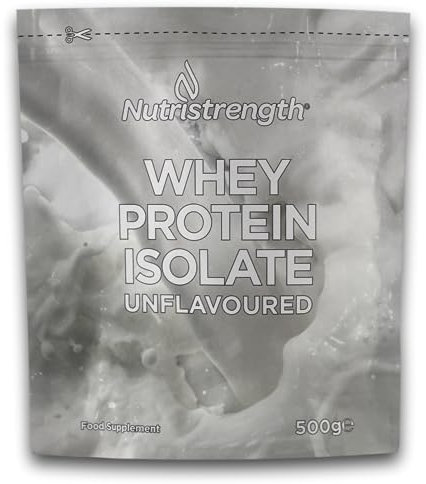 Nutristrength Unflavoured Whey Protein Isolate Powder | Pure Whey Protein Isolate Powder 1kg with Sunflower Lecithin | Made in The UK (1kg)