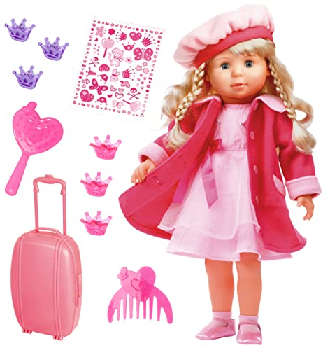 Bayer Design 94635AA Funktionspuppe Charlene Interactive mit Haaren und Schlafaugen, spricht und singt 90 Sätze, 2 Gedichte und 8 Lieder, 46cm, Pink