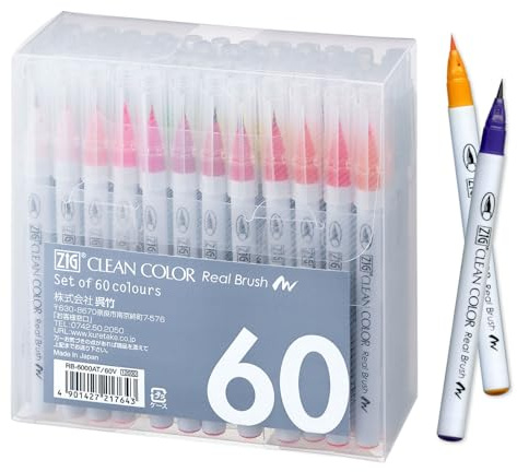 Kuretake Farbstifte, mit echtem Pinsel 60V RB-6000AT/60V