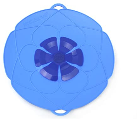 Kochblume L Ø29cm | Silikon Überkochschutz für Töpfe und Pfannen von 14-24cm | Spritzschutz | Damfgaraufsatz | Premium-Silikon & BPA frei| Hitzebeständig | Spülmaschinenfest | Farbe: blau