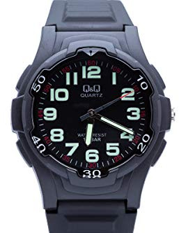 Q&Q Herren-Armbanduhr, analog, Quarz, mit Armband aus Gummi, QVP84J002Y, schwarz, Armband