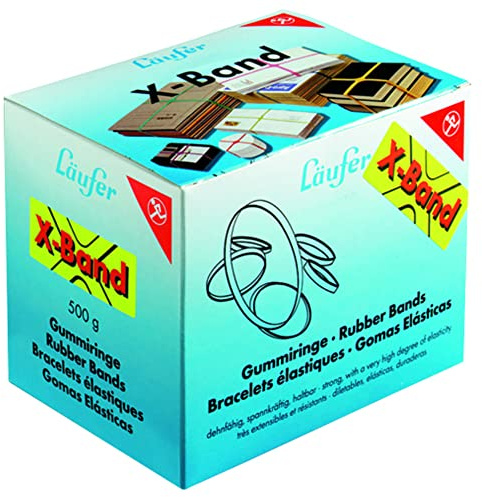 Läufer 59079 Rondella X-band, elastiska korsband, gummiband 150 x 11 mm, diameter 100 mm, 500 g låda, gummiband blandade färger