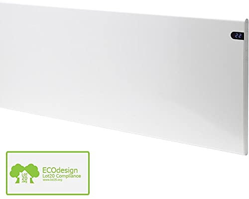 ADAX Neo Wall Mounted Electric Panel Heater With Timer, Thermostat. Modern, With Temperature Display. Convector Radiator. LOT 20 / ErP Compliant, Made In Europe, 1200W, White