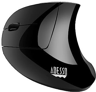 Adesso iMouse E90 Wireless mouse - 10m range - Ergonomic mouse - Vertical - Natural hand fit - Left-handed - Optical sensor - Black