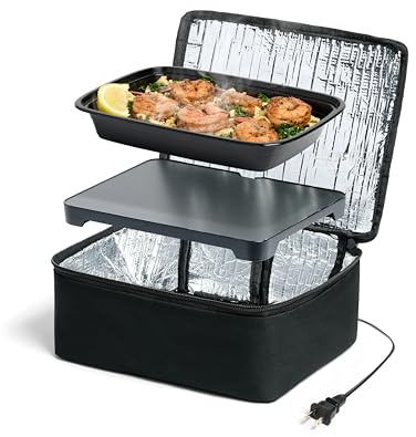 HOTLOGIC Mini Heated Lunch Box- Portable Electric Food Warmer for Men and Women - Great for Work, Office, and Construction - Cook, Reheat, and Eat on the Go - 120V - Black