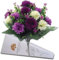 Bagari 41cm Artificial Flowers for Graves- Fake Plastic Bunch of 16 Heads- Large Mixed Bush Ivory-Liclac-Purple Delivery Next day Prime- Fresh Bouquet for Outdoor & Indoor Events Wedding Party Decor