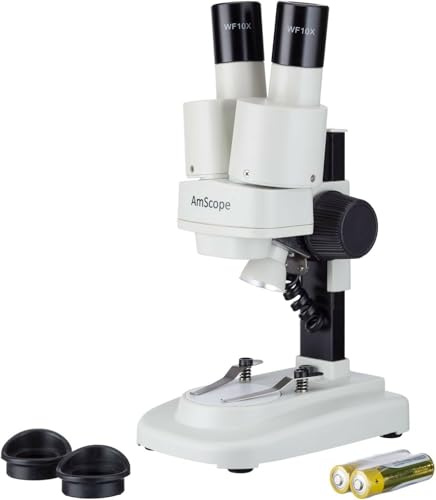 AmScope SE100-LED Portable Binocular Stereo Microscope, WF10x Eyepieces