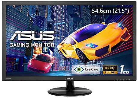 ASUS VP228H 21.5 Inch FHD Gaming Monitor (1920 x 1080, 1 ms, HDMI, DVI-D, D-Sub, Low Blue Light, Flicker Free, TUV Certified)
