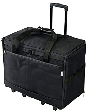Sewing Online Sac à roulettes Extra Large pour Machine à Coudre sur Roues en Tissu Noir Durable, 63 x 43 x 30 cm, Bouleau 006107/NOIR