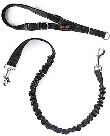 Mighty Paw Hands Free Dog Leash | Bungee Waist Leash for Dog Walking. Pet Running Hands Free Tether for Large, Medium & Small Breeds. Pet Waist Belt (36 - 48) Up to 150 lbs - Black