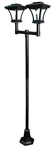 GardenKraft 19510 Twin Head Solar Powered Lamp Post Garden Light / 1.7m Tall/Outdoor Decorative Illumination / 12 Bright White LED Lights/Weatherproof