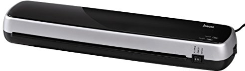 Hama 50316 Laminiergerät Home L410 zum Laminieren bis DIN A4 (Heiß-Laminator mit zwei Rollen, auch für Formate DIN A5 / A6 / A7 etc., ideal für Büro, Home und Schule) schwarz, Schwarz/Silber