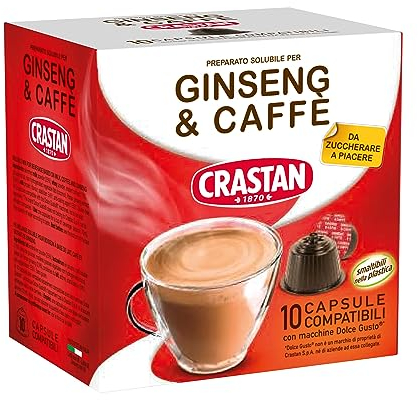 Crastan Capsule Compatibili Dolce Gusto - Ginseng & Caffè Da Zuccherare - 1 confezione da 10 capsule