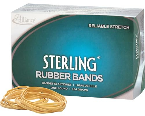 Alliance Rubber 24325 Sterling Rubber Bands Size #32, 1 lb Box Contains Approx. 950 Bands (3 x 1/8, Natural Crepe) Beige
