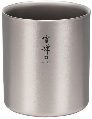 Snow Peak Titanium Double Wall Stacking Mug H450, Lightweight Insulated Mug for Home, Camping & Outdoors, Silver