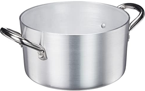 Pentole Agnelli PCMX0416 Casseruola Alta in Alluminio con 2 Maniglie in Acciaio Inossidabile, diametro 16, 1,9 Litri, Argento