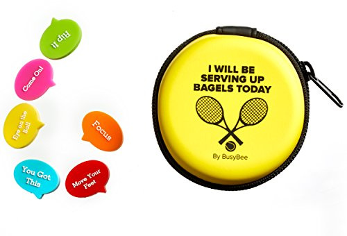 BusyBee Tennis Vibration Dampener in Fun Zipper Gift Pack. Best Shock Absorber (6 Count) Plus a Bonus: Exclusive Mobile App 3 Months Trial