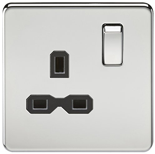 Knightsbridge SFR7000PC Screwless 13A 1G Dp Switched Socket-Polished Chrome, Silver