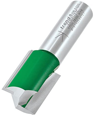 Trend CraftPro Straight Two Flute Router Cutter Bit, 1/2 Inch Shank, 19.1mm Cut Diameter & 25.4mm Cut Length, Tungsten Carbide Tipped, C030X1/2TC