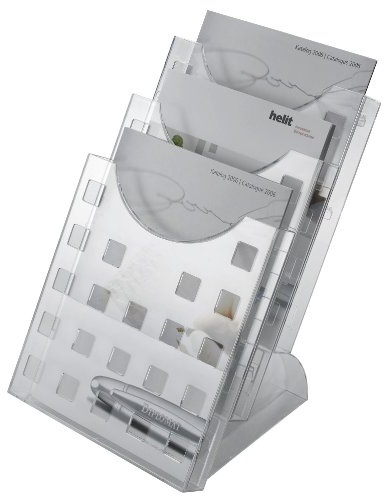 helit H6102702 - Tischaufsteller „the step grid“, 3 Taschen, DIN A4, glasklar