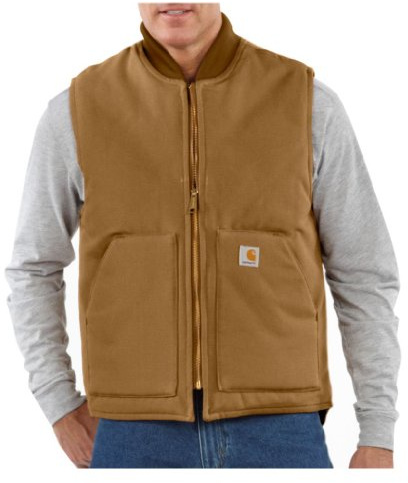 Carhartt Men's Relaxed Fit Firm Duck Insulated Rib Collar Vest, Carhartt® Brown, S
