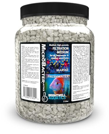 Brightwell Aquatics MicroBacter Lattice Medium – Porous Biological Filtration Medium for use in Freshwater, Planted, Brackish Aquariums and Systems, 2 Liter