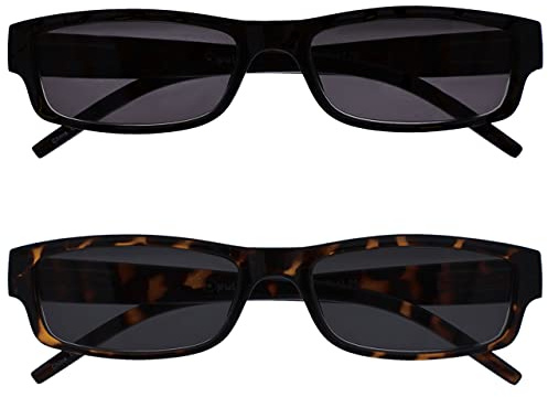 OPULIZE Die Lesebrille Unternehmen Schwarz Braun Leicht Sonnen-Leser Wert 2er-Pack UV400 Designer Stil Herren Frauen SS32-12 +1,50