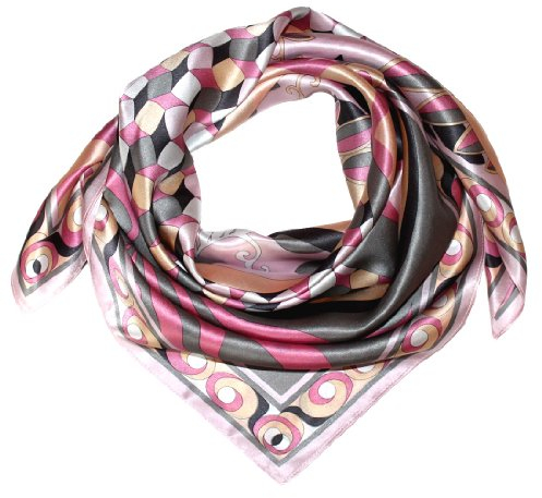 Lorenzo Cana Damen Seidentuch aufwändig bedruckt Tuch 100% Seide 90 cm x 90 cm Damentuch Schaltuch rosa weiss schwarz 89033