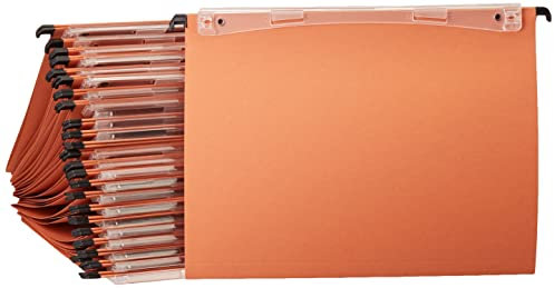 Esselte Kori - Dossiers Suspendus A4 Verticaux, Capacité 100 Feuilles, Fond en V, Entraxe 330 mm, Porte-Étiquette Intégré, Lot de 25, Orange, 10202