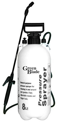 1x White 8L Pressure Sprayer with Shoulder Strap - Garden Patio Gardening Pump Spray Water Weed Killer Chemical Bottle - By Green Blade