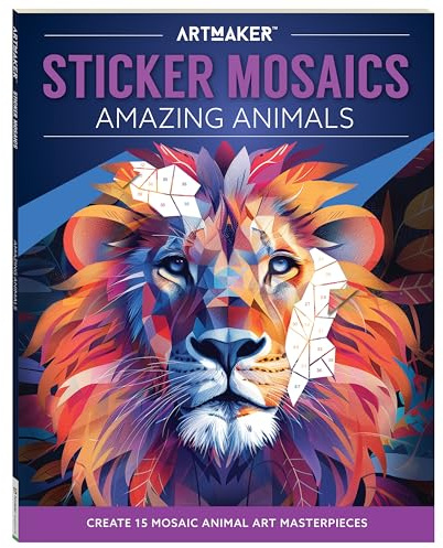 Hinkler Art Maker Sticker Mosaic Amazing Animals - Painting by Sticker - Adult Sticker Book - Animal Sticker Book for Adults - Puzzle Books for Adults